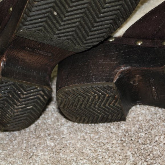Aeropostale Brown Sherpa Fleece Lined Buckle Studded Clogs Womens Shoe Size 7 - Picture 7 of 8